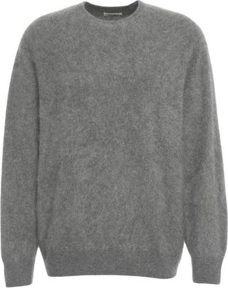 Soft Goat Brushed Cashmere Crew Neck Sweater With Ribbed Details