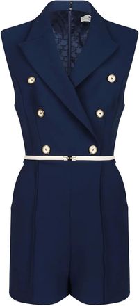 Elisabetta Franchi Tuta corta con logo - Blu