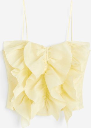 H&M Top aus Leinenmix mit Volantdetail - Hellgelb