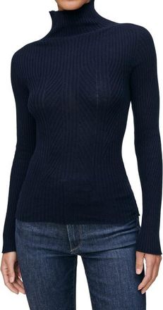 DL1961 Turtleneck Cotton & Cashmere Rib Sweater in Navy at Nordstrom, Size X-Small