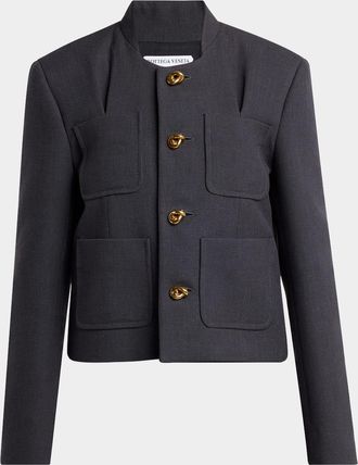 Bottega Veneta Knot-Button Light Structured Cotton Jacket
