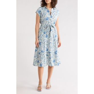 Lucky Brand Tiered Midi Dress in Light Blue Floral at Nordstrom Rack, Size X-Large