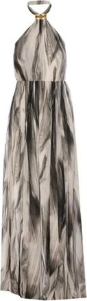 Elisabetta Franchi Ethereal Avondjurk met Blote Schouders - Dames - Maxi kleedjes - Veelkleurig - L - Tule - Kleedjes