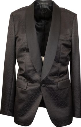 Caruso Black Wool And Silk Tuxedo Single Breasted Blazer