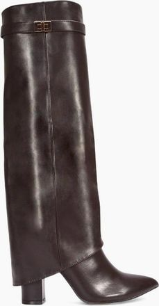 XY London Womens XY London Womens/Ladies Rayna Fold Over Pointed Block Heel Knee-High Boots - Brown - Size: 6