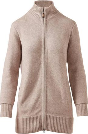 Kinross Cashmere Womens Zip Mock Cardigan In Taupe