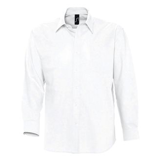 SOLS Heren Boston shirt met lange mouwen (Wit)