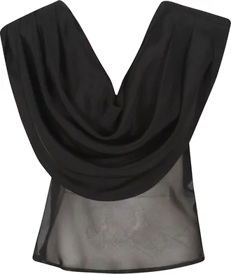 La Collection Black Crepe Silk Cowl Top
