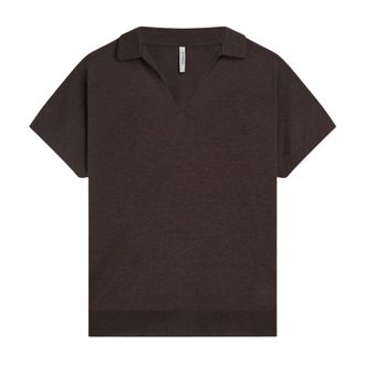 Summum Summum - Top met polokraag - 3s5346-30812 - Dames - Tops - Bruin - Maat: L Katoen