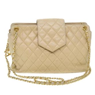 Chanel Pre-owned Cross Body Bags, female, Beige, Size: ONE SIZE Pre-owned Leather Cross Body Bag