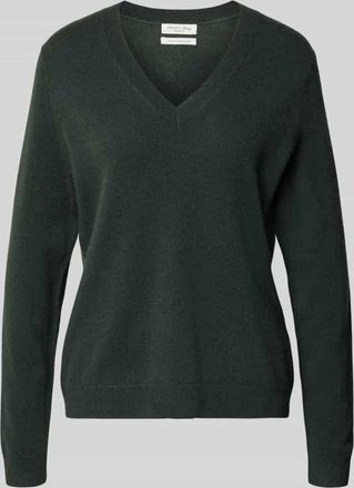 Christian Berg Strickpullover mit V-Ausschnitt in Dunkelgruen, Gr&ouml;&szlig;e XL