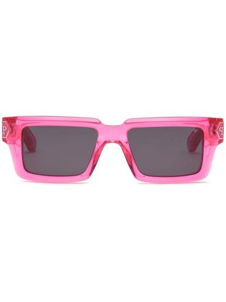 Philipp Plein Eyewear Dark Shapes Hexagon zonnebril met rechthoekig montuur - Roze