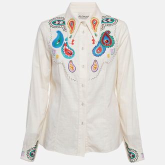 Alemais Alemais Cream Linen Embroidered Long Sleeve Shirt