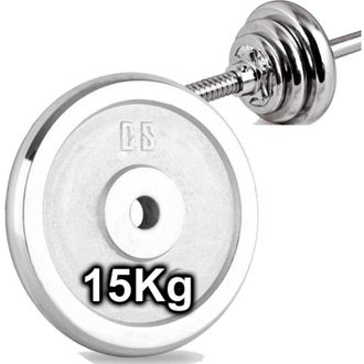 Trade Shop Disco Olimpico In Acciaio Piastra Pesi Per Bilanciere Manubri Da 15kg Foro 30mm - - Trade Shop Traesio
