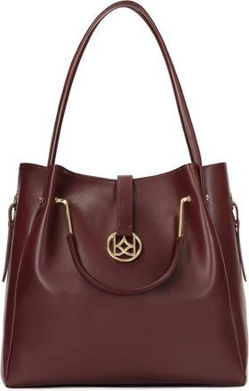 Kazar Maroon handtas met verwijderbare insert - Dames - Shoppers - Bruin - ONE Size - Leer - Tassen