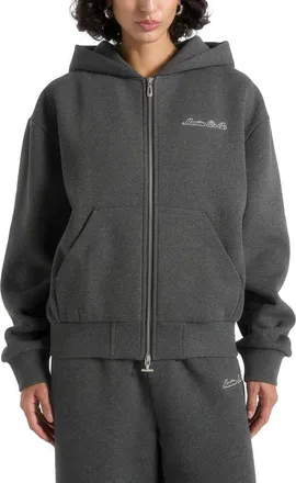 Mani&egrave;re De Voir Unisex Signature Relaxed Fit Zip Hoodie in Charcoal Grey at Nordstrom, Size Xx-Small