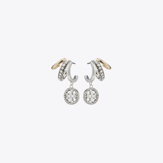 Tory Burch Womens Icon Pav&eacute; Triple Hoop Earrings, One Size