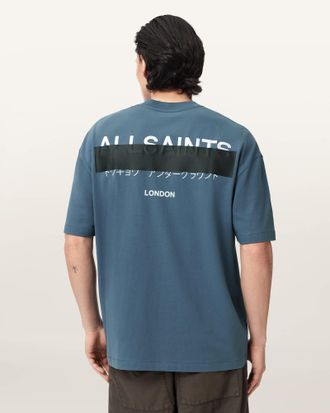 AllSaints Redact Oversized Embroidered Logo T-Shirt