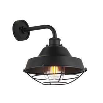 Netlighting Brindisi Outdoor Dome Wall Lamp Textured Matt Black Clear Glass
