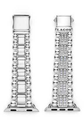 Lagos Smart Caviar Sterling Silver Diamond Apple Watch Watchband at Nordstrom, Size 7