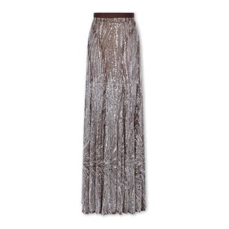 Paco Rabanne Falda Larga Fluida con Detalles Bordados - Skirts - Mujer - Multicolor - 2XS