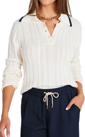 Bishop + Young Jackie Polo Long Sleeve Sweater in Ivory at Nordstrom, Size X-Small
