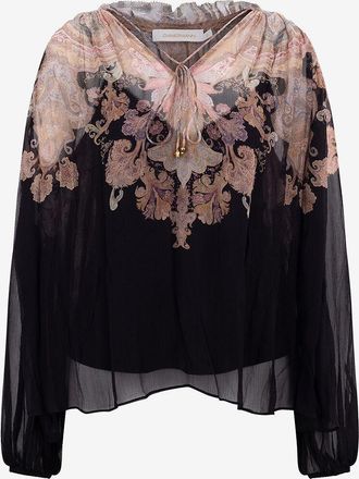 Zimmermann Georgette-Bluse mit Paisley-Print Illustration Billow