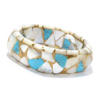 Dallas Prince Designs Mother-of-Pearl & Turquoise Mosaic Bangle Bracelet