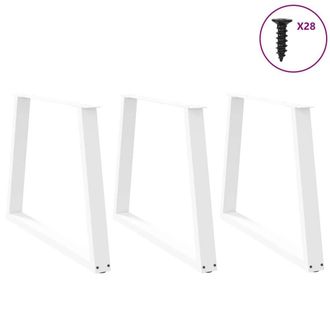 Berkfield Home Modern Dining Table Legs V-Shape 3 pcs White 90x(72-73.3) cm Steel