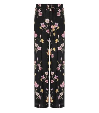 Twinset Black Blumen -Weitbeinhose