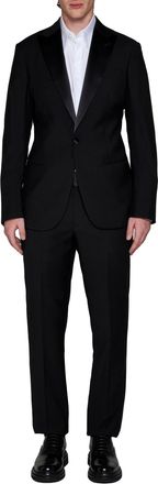 Giorgio Armani Mens Tuxedo Suit Icon Soho Black Wool Virgin Suits