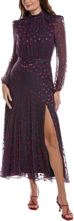 Saloni Saloni Polka Dot Devore Silk-Blend Midi Dress