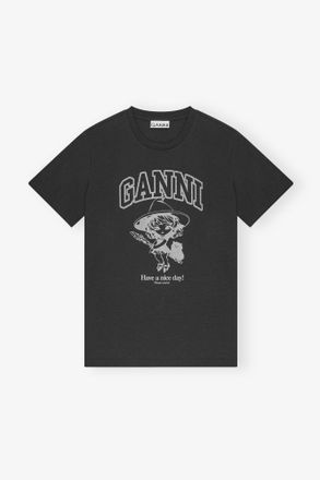 Ganni Mixed Black Basic Cotton Witch Relaxed T-shirt - Size XXS Organic