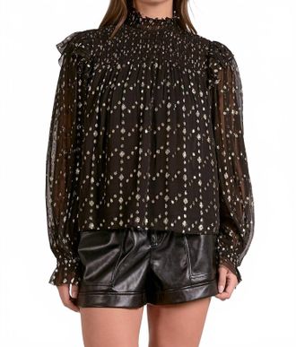 Elan Lucy Sheer Chiffon Blouse In Black