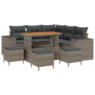 vidaXL Garden Sofa Set with Cushion with Storage 9 pcs Grey vidaXL