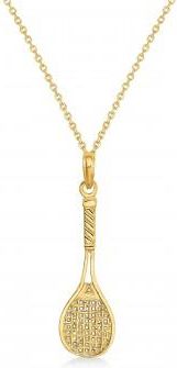 Allurez Tennis Racket Charm Pendant Necklace 14K Yellow Gold
