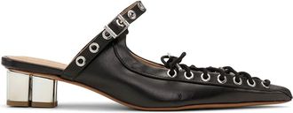 Ganni Mules in pelle con lacci - Nero