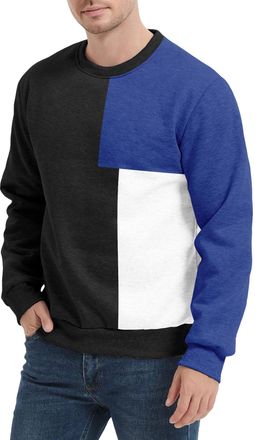 Generic Mens Color Block Sweatshirt Pullover Crewneck Long Sleeve Casual Ribbed Patchwork Fall Tops (UK, Alpha, 6XL, Regular, Regular, 4)
