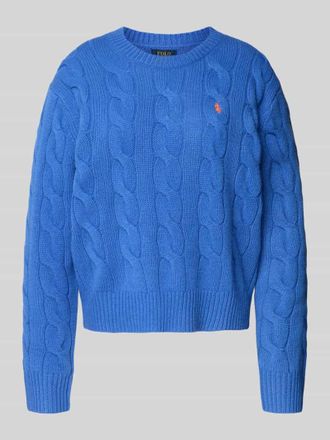 Polo Ralph Lauren Strickpullover aus Baumwoll-Kaschmir-Mix mit Zopfmuster in Blau, Gr&ouml;&szlig;e L