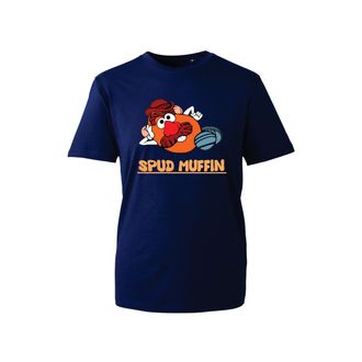 Generic Spud Muffin Funny Graphic T-Shirt - Playful Cartoon Potato Character Shirt Cute Humorous Gift for Food Lovers (Navy, 2XL Years)