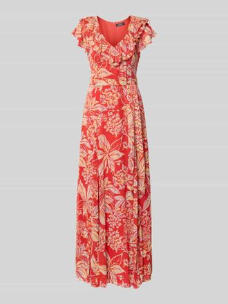 Lauren Ralph Lauren Abendkleid mit Volants Modell KUSUMA in Rot, Gr&ouml;&szlig;e 40