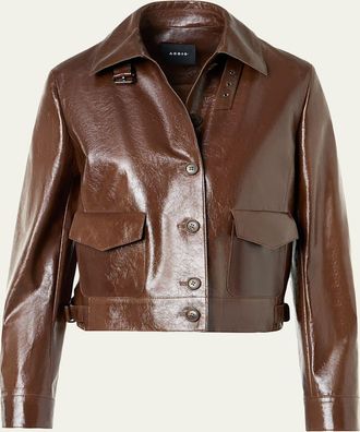 Akris Peer Lacquered Leather Bomber Jacket