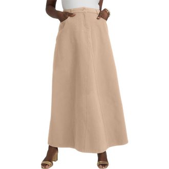 Jessica London Denim Inset Maxi Skirt in New Khaki at Nordstrom, Size 12