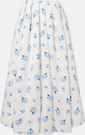 LEO LIN Victoria floral pleated cotton maxi skirt