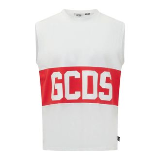 GCDS Sleeveless Training Tops, male, Multicolor, Size: S Band Logo Sleeveless T-shirt