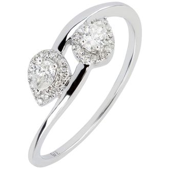 Edenly Ring Vielfalt - Du & Ich Tropfen Diamanten - 18 Karat Wei&szlig;gold und Diamanten