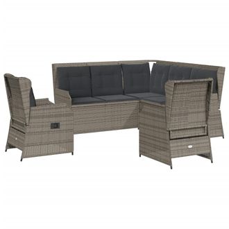 vidaXL Set Divani Da Giardino 5 Pz Con Cuscini In Polyrattan Grigio Vidaxl