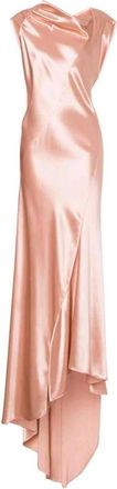 Alberta Ferretti Kleedjes, Dames, Roze, M, Satijn, Cowl-Neck Asymmetrical Dress