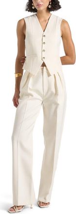 Mani&egrave;re De Voir Christine Tailored Cinch Waistcoat in Off White at Nordstrom, Size 10