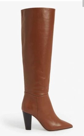 Maje Womens Fidel Tall Leather Boots In Cognac